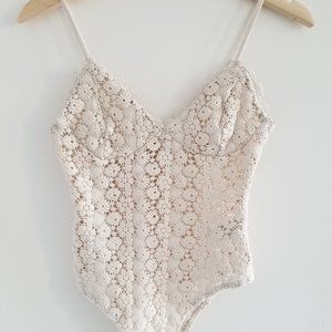 H&M White Floral Bodysuit XS